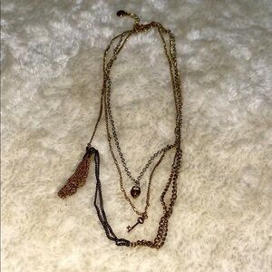 Forever 21 Gold and Silver Layered Necklace with Pendant